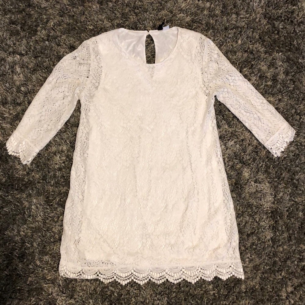 White lace dress mid sleeve